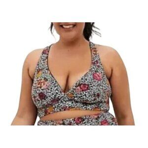 Torrid Swim Women 5X Tank Bikini Twee Black Leopard Print Floral Tropical Beach